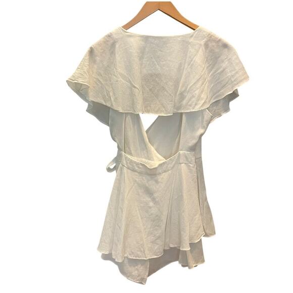 Do + Be White Ruffle Romper | Open Back, Tie Waist, Bridal Shower Outfit NWOT, L - Picture 4 of 8